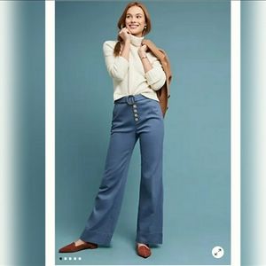 Anthropologie Blue Wide Leg Pant